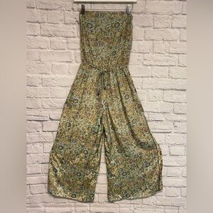 Paani Boho Chic Satin Strapless Jumpsuit Sz M